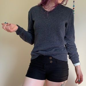 Blue sweater with rainbow flecks